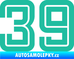 Samolepka Startovní číslo 39 typ 7 tyrkysová