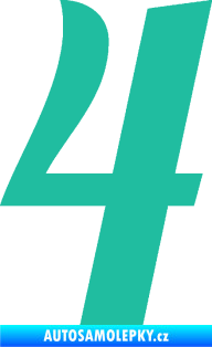 Samolepka Startovní číslo 4 typ 3 tyrkysová