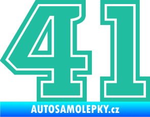 Samolepka Startovní číslo 41 typ 5 tyrkysová