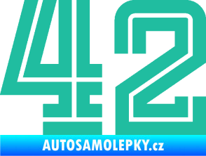 Samolepka Startovní číslo 42 typ 7 tyrkysová