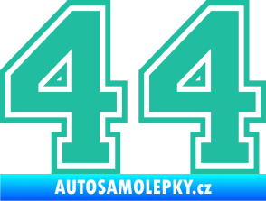 Samolepka Startovní číslo 44 typ 4 tyrkysová