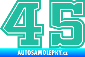 Samolepka Startovní číslo 45 typ 5 tyrkysová
