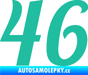 Samolepka Startovní číslo 46 typ 3 tyrkysová