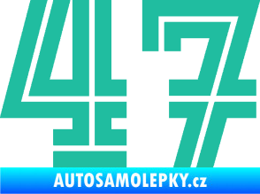 Samolepka Startovní číslo 47 typ 7 tyrkysová