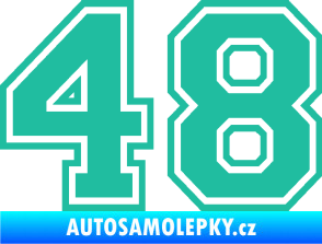 Samolepka Startovní číslo 48 typ 4 tyrkysová