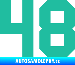 Samolepka Startovní číslo 48 tyrkysová