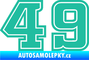 Samolepka Startovní číslo 49 typ 5 tyrkysová