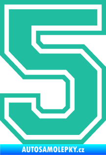 Samolepka Startovní číslo 5 typ 4 tyrkysová