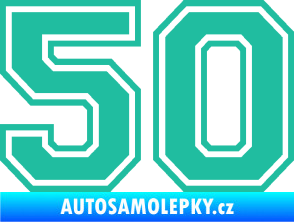 Samolepka Startovní číslo 50 typ 4 tyrkysová
