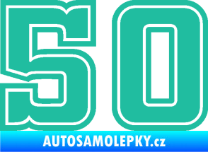 Samolepka Startovní číslo 50 typ 5 tyrkysová