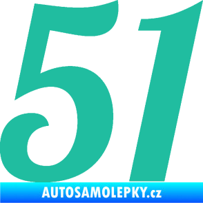 Samolepka Startovní číslo 51 typ 3 tyrkysová