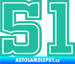 Samolepka Startovní číslo 51 typ 5 tyrkysová