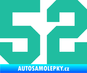 Samolepka Startovní číslo 52 tyrkysová
