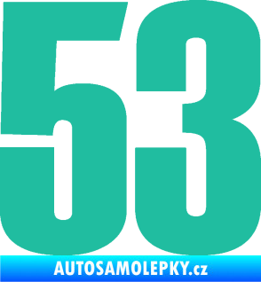 Samolepka Startovní číslo 53 typ 2  tyrkysová