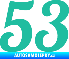 Samolepka Startovní číslo 53 typ 3 tyrkysová