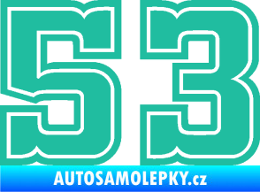 Samolepka Startovní číslo 53 typ 5 tyrkysová