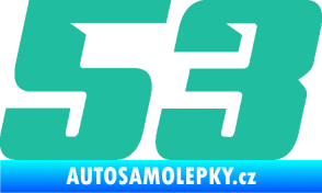Samolepka Startovní číslo 53 typ 6 tyrkysová