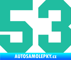 Samolepka Startovní číslo 53 tyrkysová