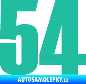 Samolepka Startovní číslo 54 typ 2   tyrkysová