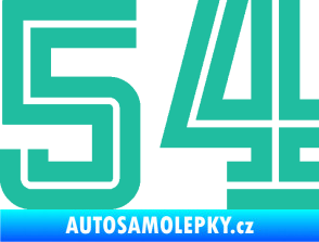 Samolepka Startovní číslo 54 typ 7 tyrkysová