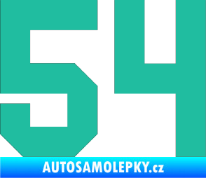 Samolepka Startovní číslo 54 tyrkysová