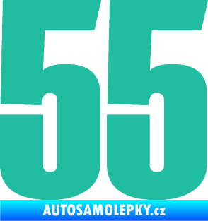 Samolepka Startovní číslo 55 typ 2   tyrkysová