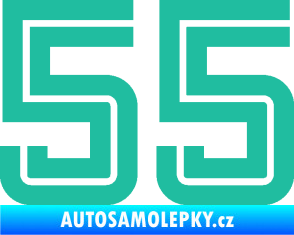 Samolepka Startovní číslo 55 typ 7 tyrkysová