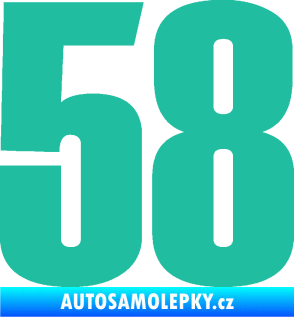 Samolepka Startovní číslo 58 typ 2    tyrkysová