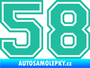 Samolepka Startovní číslo 58 typ 4 tyrkysová