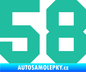 Samolepka Startovní číslo 58 tyrkysová