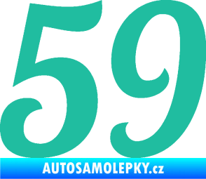 Samolepka Startovní číslo 59 typ 3 tyrkysová
