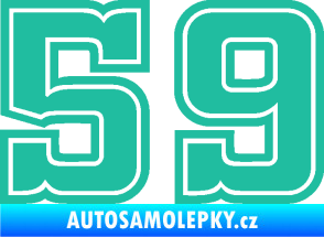 Samolepka Startovní číslo 59 typ 5 tyrkysová