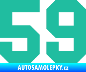 Samolepka Startovní číslo 59 tyrkysová