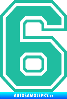 Samolepka Startovní číslo 6 typ 4 tyrkysová