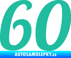 Samolepka Startovní číslo 60 typ 3 tyrkysová