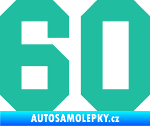 Samolepka Startovní číslo 60 tyrkysová