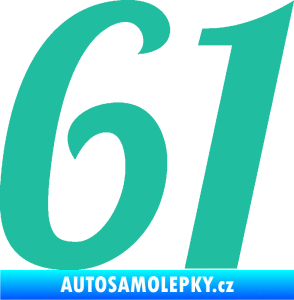 Samolepka Startovní číslo 61 typ 3 tyrkysová