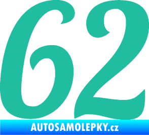 Samolepka Startovní číslo 62 typ 3 tyrkysová