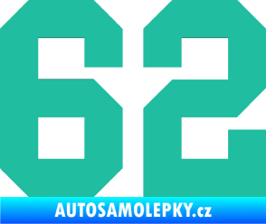 Samolepka Startovní číslo 62 tyrkysová