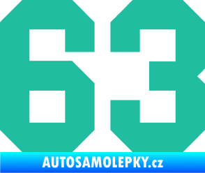 Samolepka Startovní číslo 63 tyrkysová