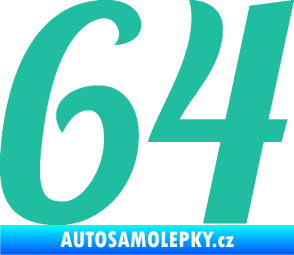 Samolepka Startovní číslo 64 typ 3 tyrkysová