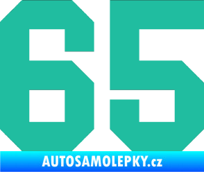 Samolepka Startovní číslo 65 tyrkysová