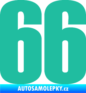 Samolepka Startovní číslo 66 typ 2     tyrkysová