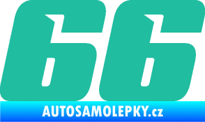 Samolepka Startovní číslo 66 typ 6 tyrkysová