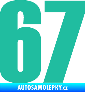 Samolepka Startovní číslo 67 typ 2      tyrkysová