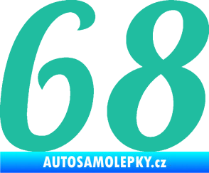 Samolepka Startovní číslo 68 typ 3 tyrkysová