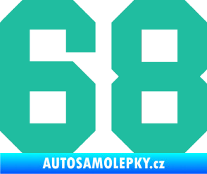 Samolepka Startovní číslo 68 tyrkysová