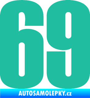 Samolepka Startovní číslo 69 typ 2        tyrkysová