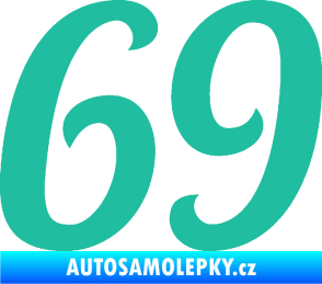 Samolepka Startovní číslo 69 typ 3 tyrkysová