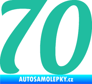 Samolepka Startovní číslo 70 typ 3  tyrkysová